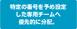 特定の番号を予め設定した専用チームへ優先的に分配。